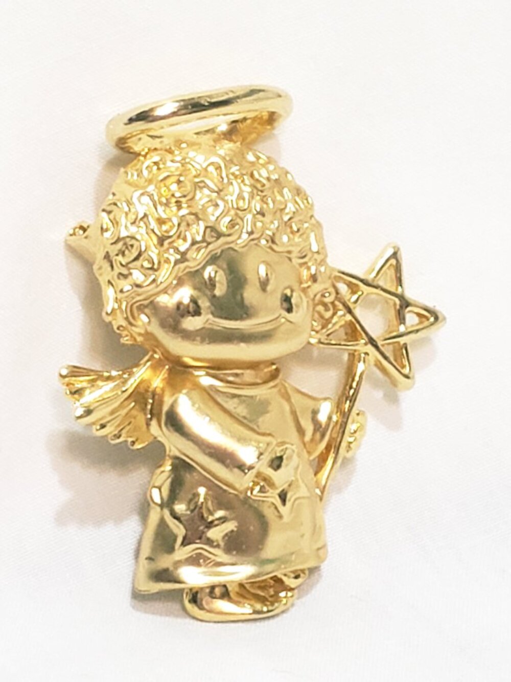 Whimsical Angel Child Kid Bright Star Brooch Pin 2" Religious Christian Vintage